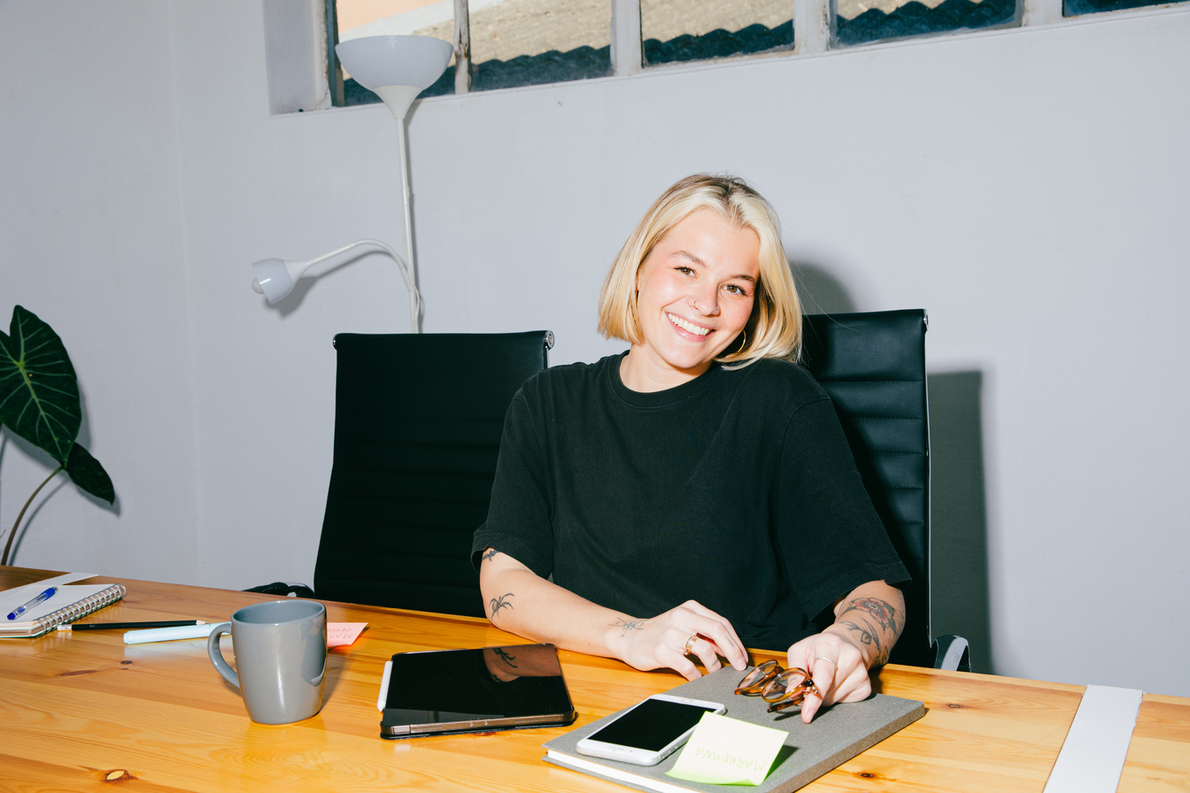 High Flash People Portraits Woman at an Office Desk